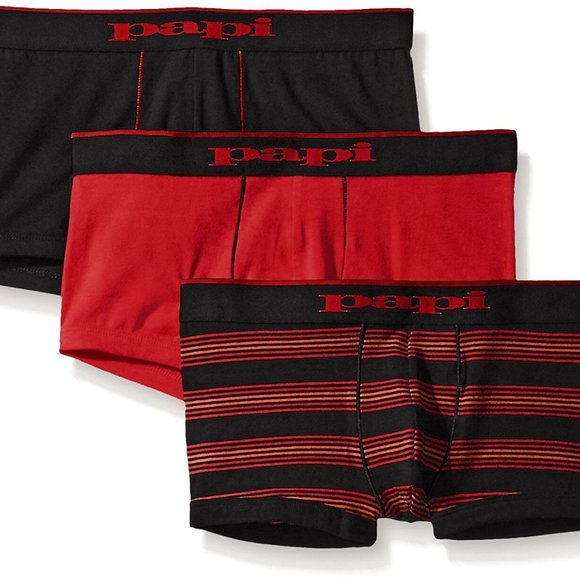 Papi Cotton Stretch Brazilian Trunk Combo 3-Pack Black/Red - 980503 - Picture 1 of 1